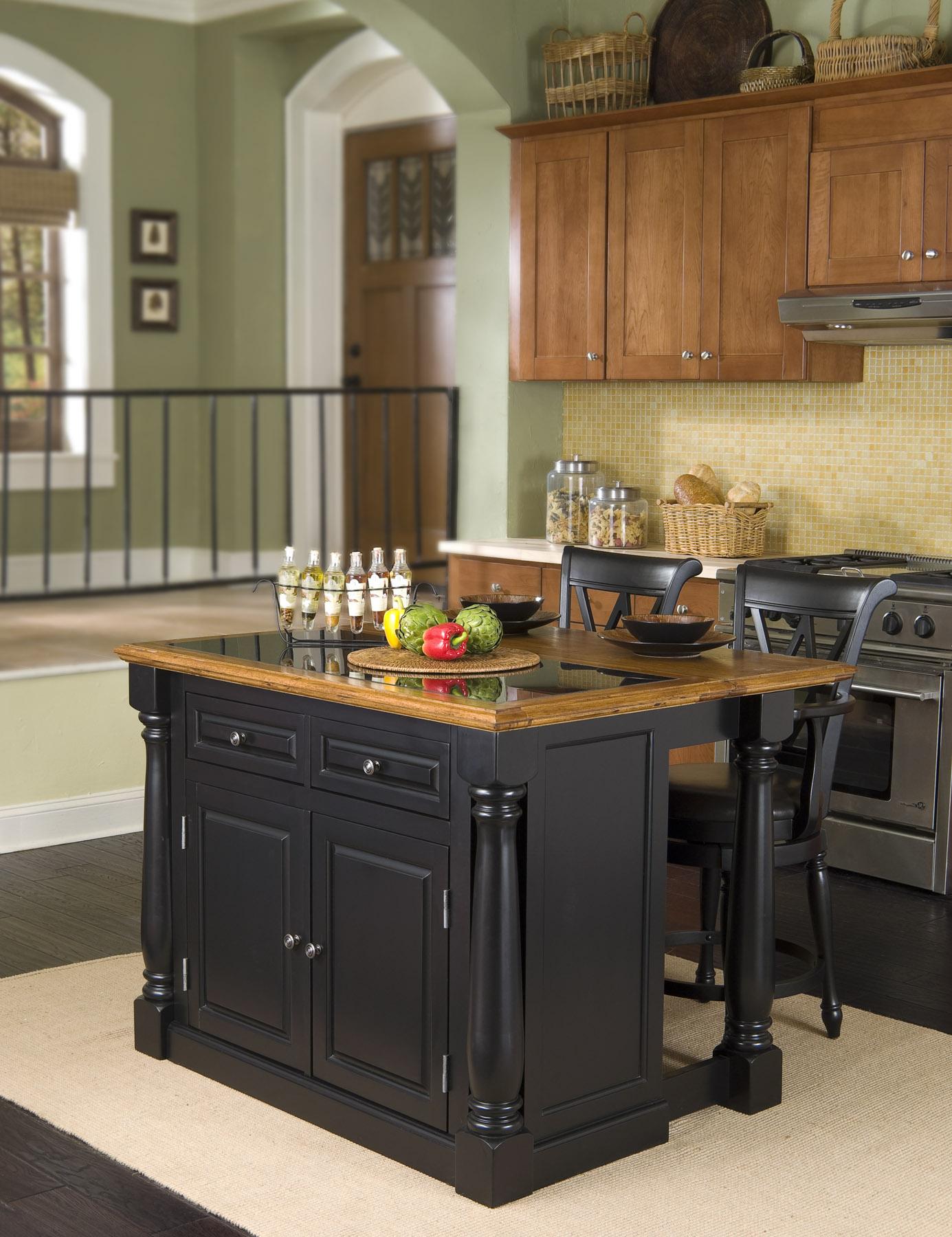 homestyles Monarch 5009 94 Kitchen Island with Adjustable Granite Top and Sliding Back Posts Value City Furniture Dining Kitchen Island